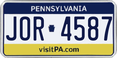 PA license plate JOR4587