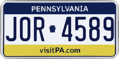 PA license plate JOR4589