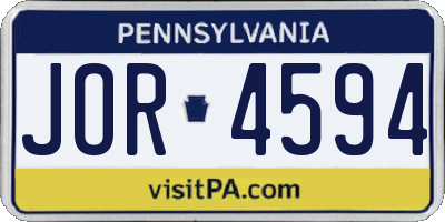 PA license plate JOR4594