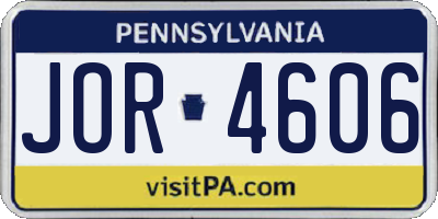 PA license plate JOR4606
