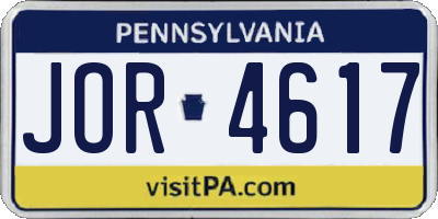 PA license plate JOR4617