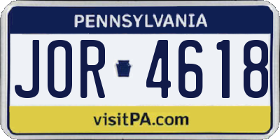 PA license plate JOR4618