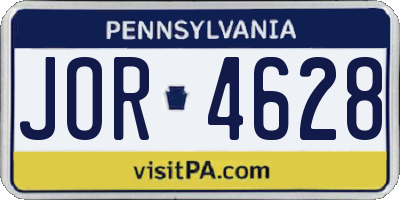 PA license plate JOR4628