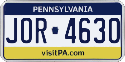 PA license plate JOR4630
