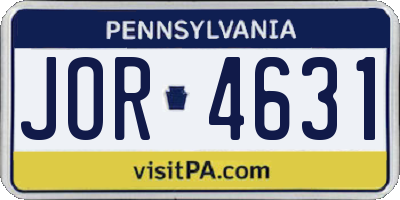 PA license plate JOR4631