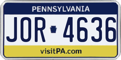 PA license plate JOR4636