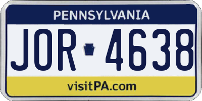 PA license plate JOR4638