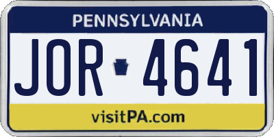PA license plate JOR4641