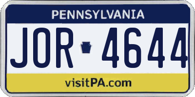 PA license plate JOR4644