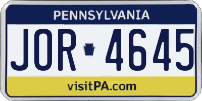PA license plate JOR4645