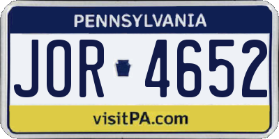 PA license plate JOR4652