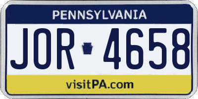 PA license plate JOR4658