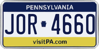 PA license plate JOR4660