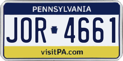 PA license plate JOR4661