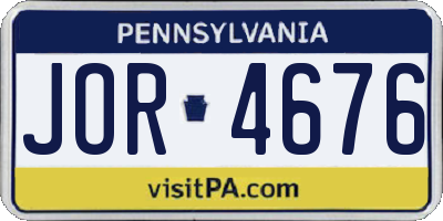 PA license plate JOR4676