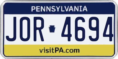 PA license plate JOR4694
