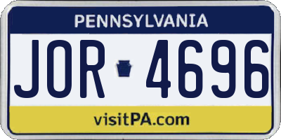 PA license plate JOR4696