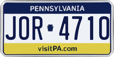 PA license plate JOR4710