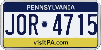 PA license plate JOR4715