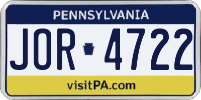 PA license plate JOR4722