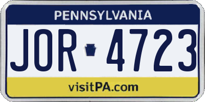 PA license plate JOR4723