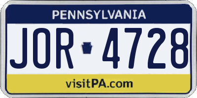 PA license plate JOR4728