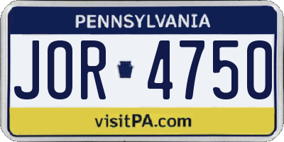 PA license plate JOR4750