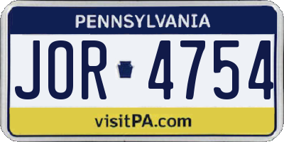 PA license plate JOR4754