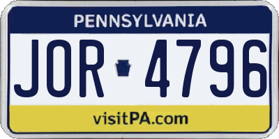 PA license plate JOR4796