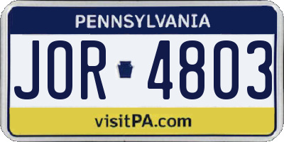 PA license plate JOR4803