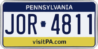 PA license plate JOR4811