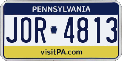 PA license plate JOR4813