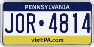 PA license plate JOR4814