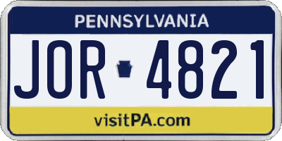 PA license plate JOR4821
