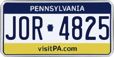 PA license plate JOR4825
