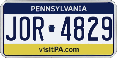 PA license plate JOR4829