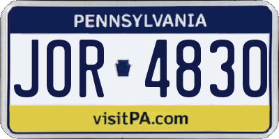 PA license plate JOR4830