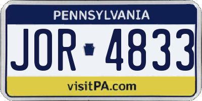 PA license plate JOR4833