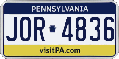 PA license plate JOR4836