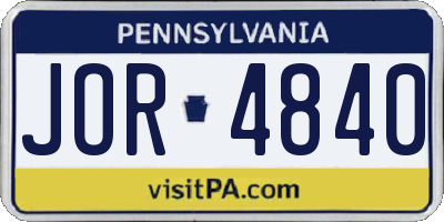 PA license plate JOR4840
