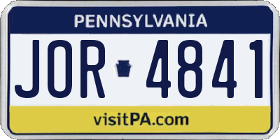PA license plate JOR4841