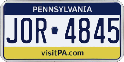 PA license plate JOR4845