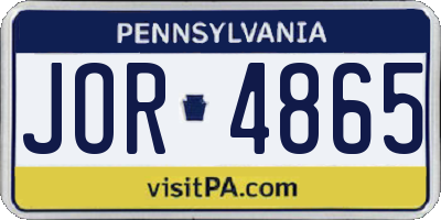PA license plate JOR4865