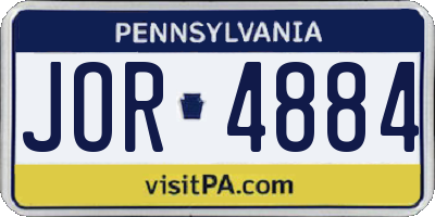 PA license plate JOR4884