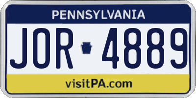 PA license plate JOR4889