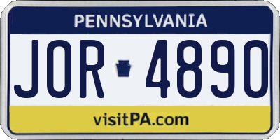 PA license plate JOR4890