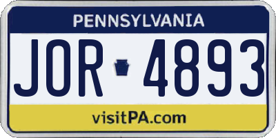 PA license plate JOR4893