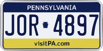 PA license plate JOR4897