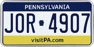 PA license plate JOR4907