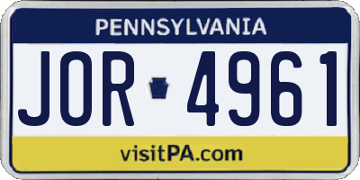 PA license plate JOR4961